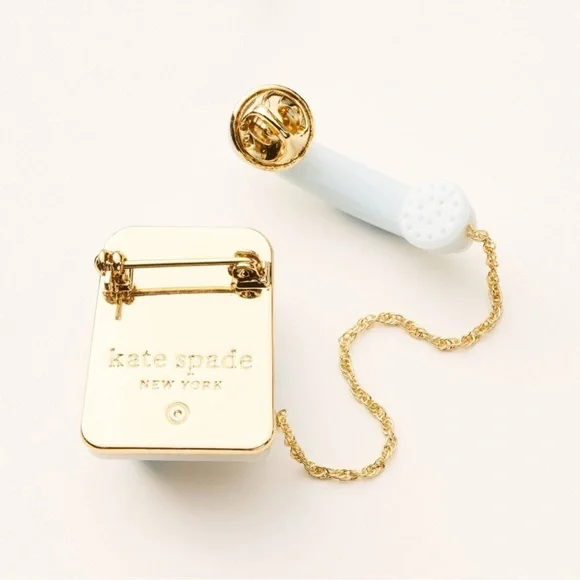 Kate Spade Gold and White Telephone Brooch - Picture 2 of 4